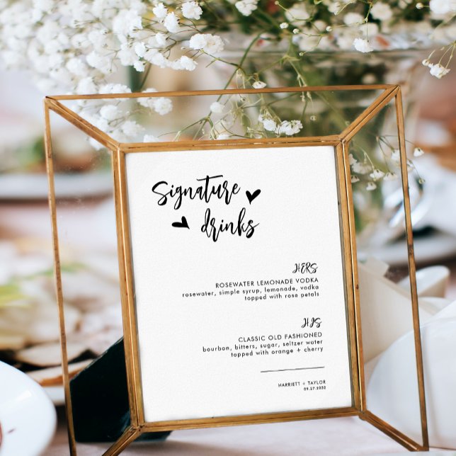 Chic Heart Script His Hers Choice Drinks Cocktails Poster (Creator Uploaded)