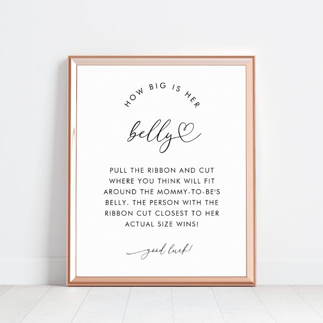 Chic Heart Script How Big is Her Belly 8x10 Sign (Creator Uploaded)