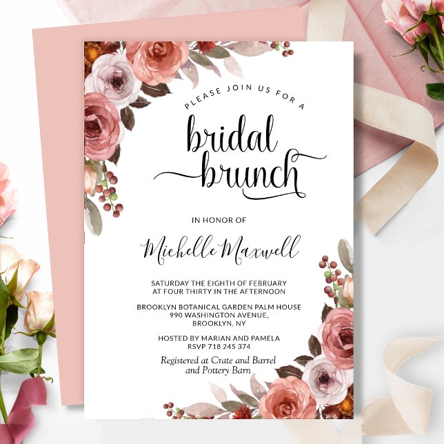 Chic Heaven in Rose, Floral Bridal Brunch Invitation (Creator Uploaded)