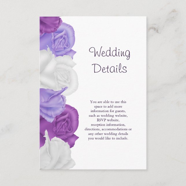 Chic Heirloom Roses Wedding Details Enclosure Card (Front)
