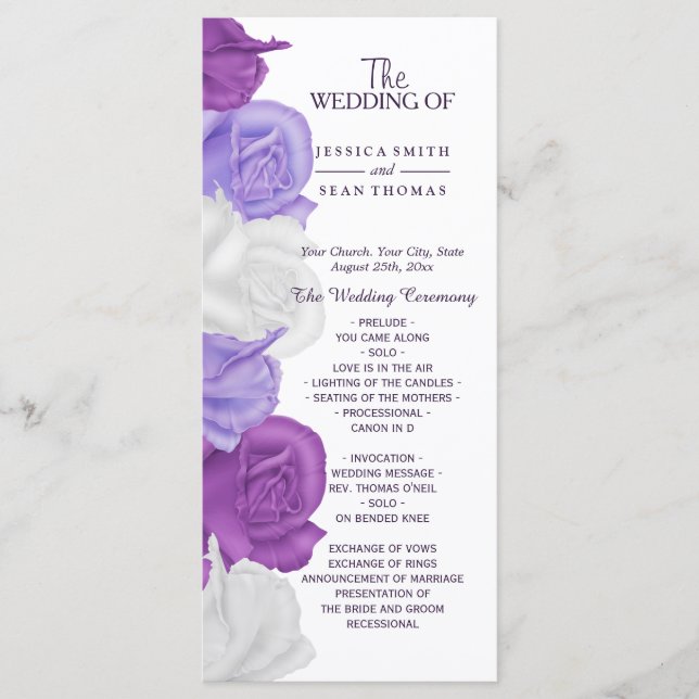 Chic Heirloom Roses Wedding Program (Front)