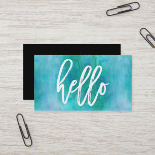 Chic Hello Aqua Watercolor   Business Card