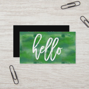Chic Hello Green Watercolor   Business Card