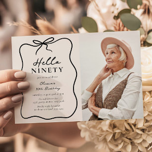 Chic Hello Ninety' Photo 90th Birthday Party Invitation