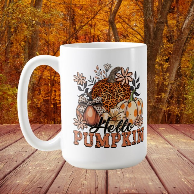 Chic Hello Pumpkin Fall Autumn  Coffee Mug ("Hello Pumpkin" Fall/Autumn/Thanksgiving mug)