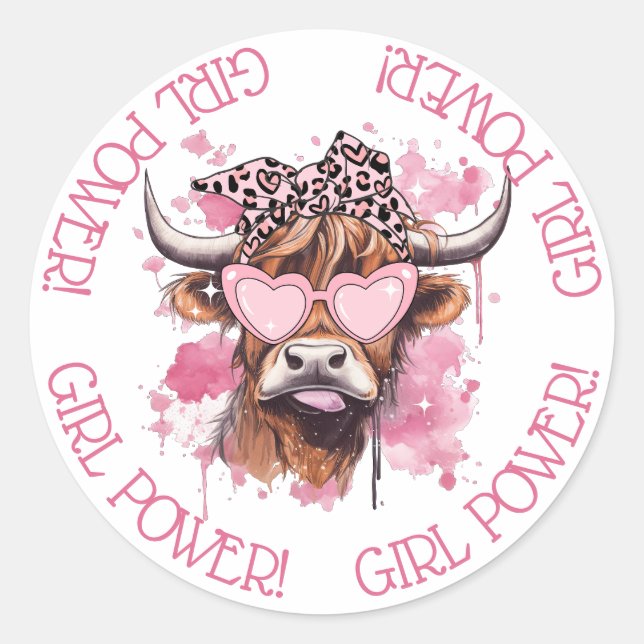 Chic Hereford Girly Cow Galentines Day Sticker (Front)