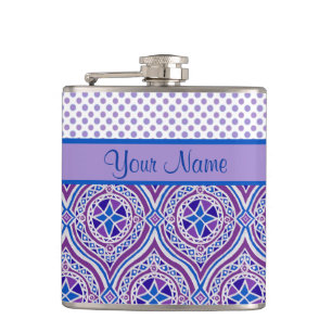 Chic Hip Flask to Personalise: Mauve, Blue