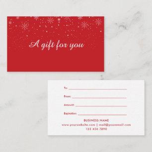 Chic Holiday Business Gift Certificate Snowflakes