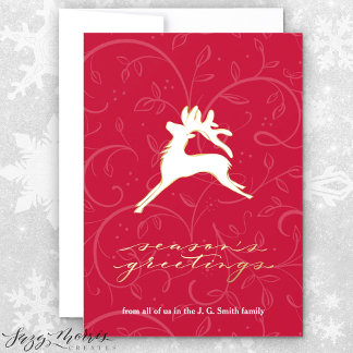 Chic Holiday Dancer in Red Tall Holiday Card