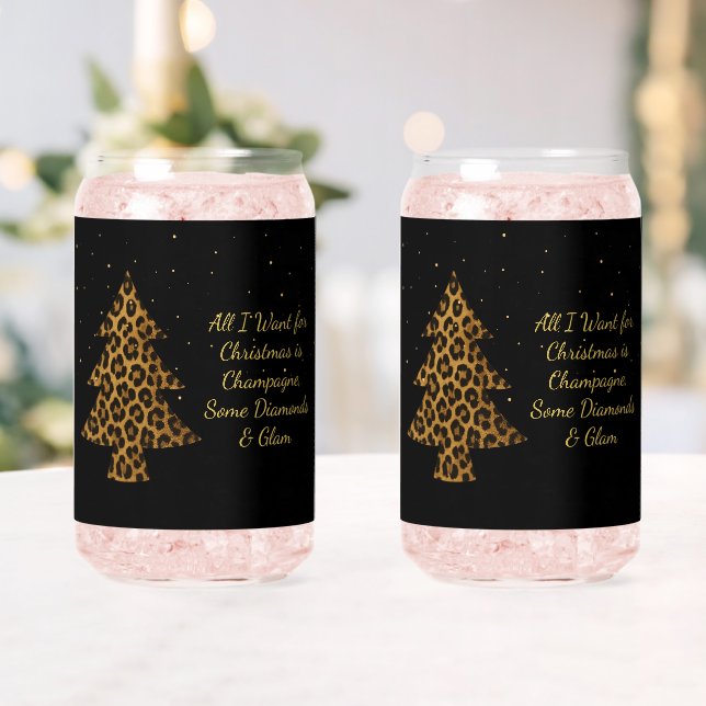 Chic Holiday Leopard Tree Design Can Glass (Insitu (Wedding))