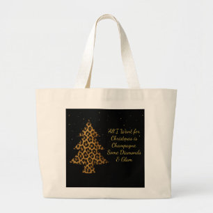 Chic Holiday Leopard Tree Design Large Tote Bag