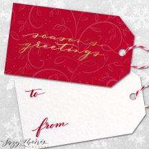 Chic Holiday Red and Gold Gift Tags