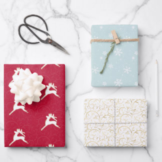 Chic Holiday Red Blue and Gold Wrapping Sheets