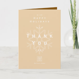 Chic Holiday Thank You Business Logo Beige Brown Card