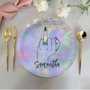 Chic Holographic Bachelorette Party Bridal Party Paper Plate