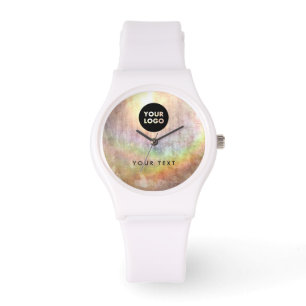 Chic Holographic Beige Logo Watch