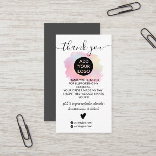 Chic Holographic brushstroke logo order thank you Business Card