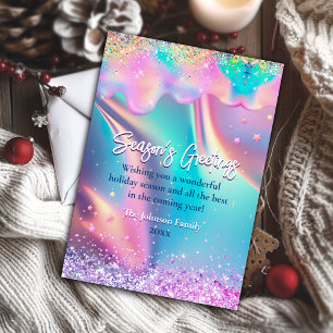 Chic holographic drips Christmas new year greeting Card