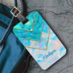 Chic holographic girly stylish blue sketchbook luggage tag<br><div class="desc">Chic holographic girly stylish blue Luggage Tag. To make it extra special, it is also monogrammed and personalised with name or initials or any text you like, click the "customise further" link and use the design tool to modify the design if you like. Beautiful, modern and cool Luggage tag. Show...</div>