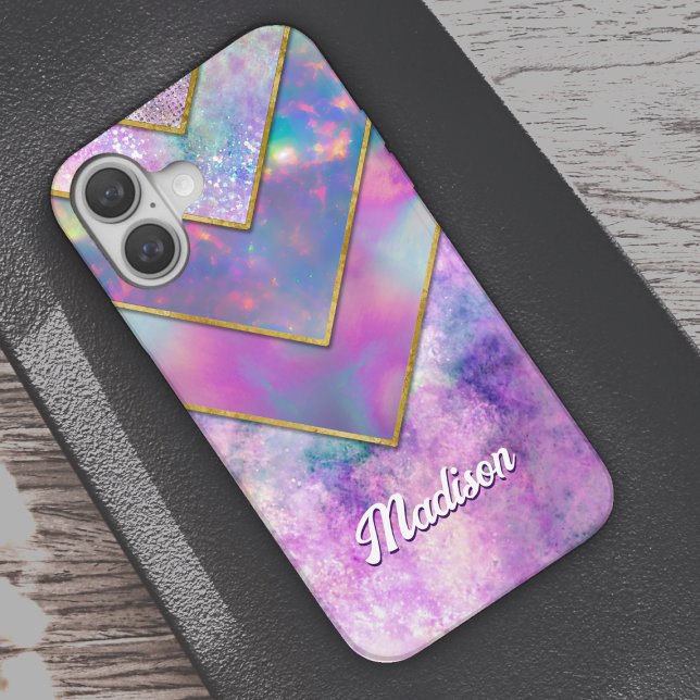 Chic holographic girly stylish pink Case-Mate iPhone case (Creator Uploaded)