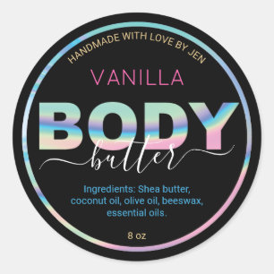Chic Holographic Handmade Body Butter Labels