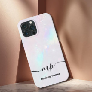 Chic Holographic Iridescent Monogram iPhone 13 Pro Max Case