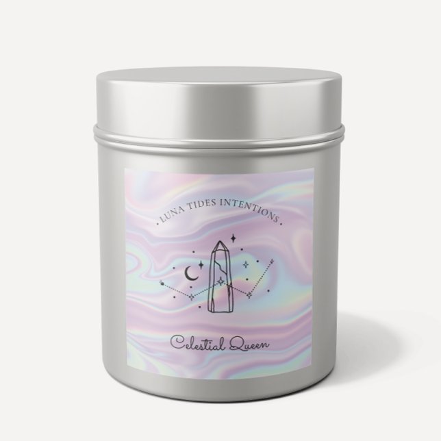 Chic Holographic Magical Intention Candles Label (Creator Uploaded)
