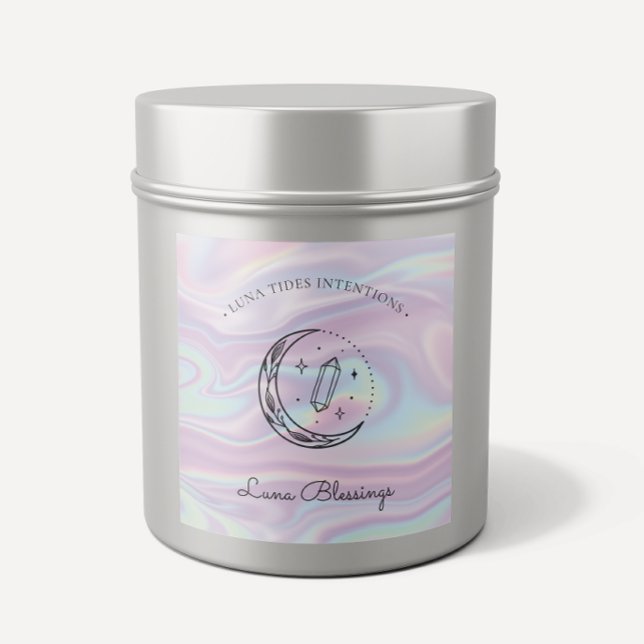 Chic Holographic Magical Intention Candles Label (Creator Uploaded)