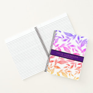 Chic Holography Pink Botanical Leaves Pattern Notebook