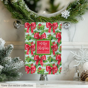 Chic hot pink and green Christmas preppy towels