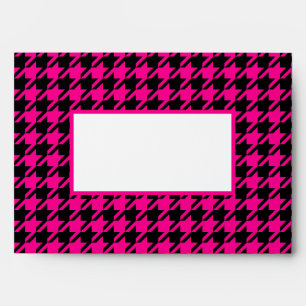 Chic Hot Pink Black Houndstooth Envelope