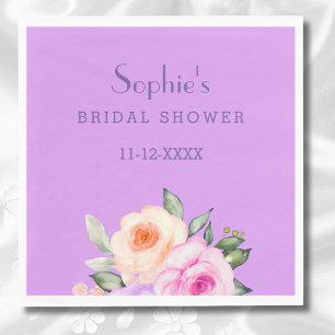 Chic Hot Pink Bright Roses Floral Bridal Shower Napkin