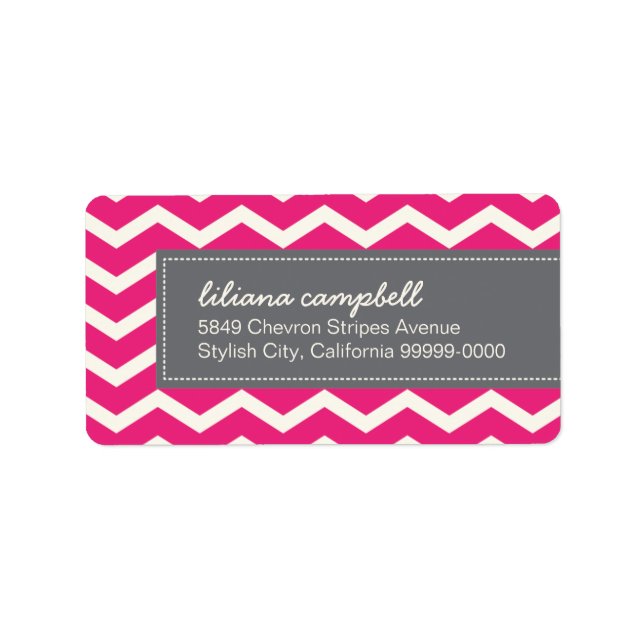 Chic Hot Pink Chevron Label (Front)