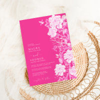 Chic Hot Pink Chinoiserie Flower Garden Wedding