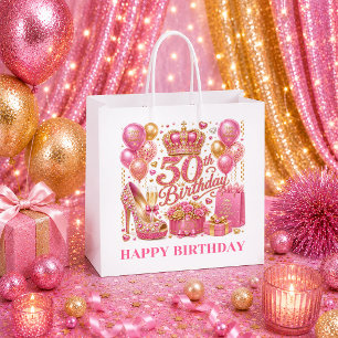 Chic Hot Pink Confetti 30th Birthday Gift Bag