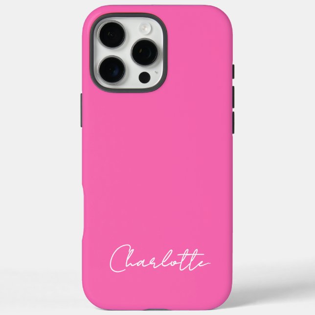 Chic Hot Pink Custom Name Script  Case-Mate iPhone Case (Back)