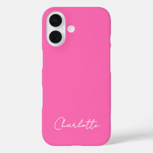 Chic Hot Pink Custom Name Script  iPhone 16 Case