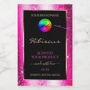 Chic Hot Pink Glitter Frame Product Label and Logo