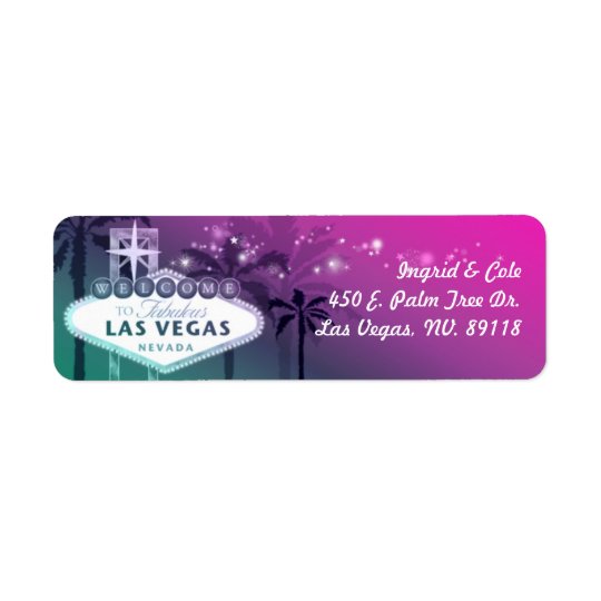 Chic Hot Pink Las Vegas Wedding Return Address Label