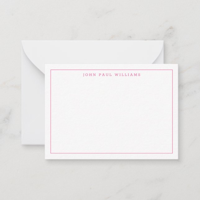 Chic Hot Pink Professional Simple Thin Border Card (Front)