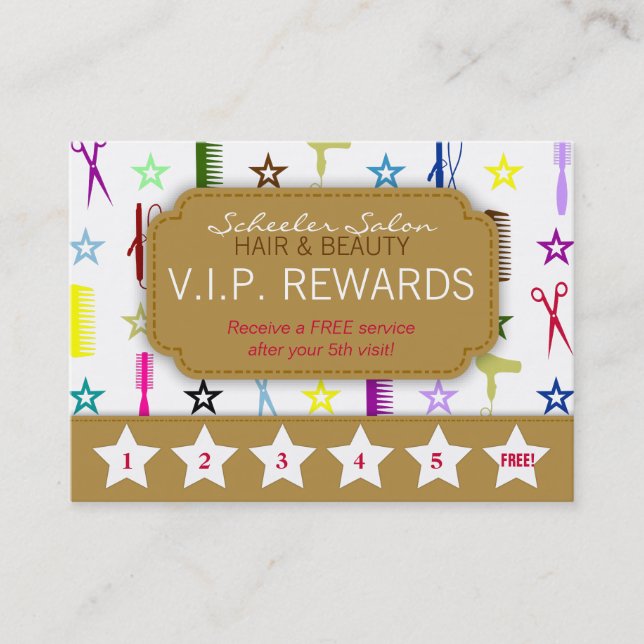 Chic Hues Multicolor Salon Loyalty Rewards Card (Front)