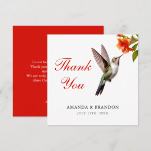 Chic Hummingbird and Orange Flower Wedding Thank You Card