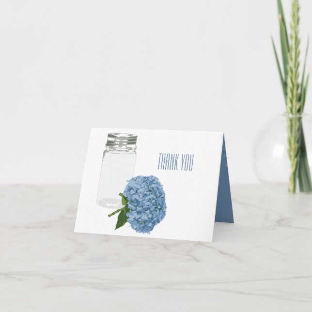Chic Hydrangea and Mason Jar Thank You Note Card (Front)
