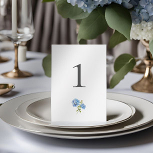 Chic Hydrangea Table Number Wedding Flat Card