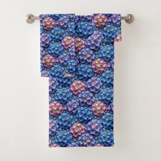 Chic Hydrangeas and Diamonds Towel Set (Insitu)