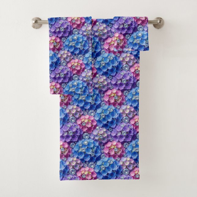 Chic Hydrangeas and Diamonds Towel Set (Insitu)