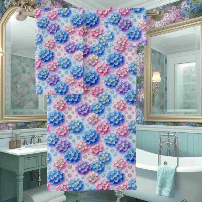 Chic Hydrangeas and Diamonds Towel Set (Creator Uploaded)
