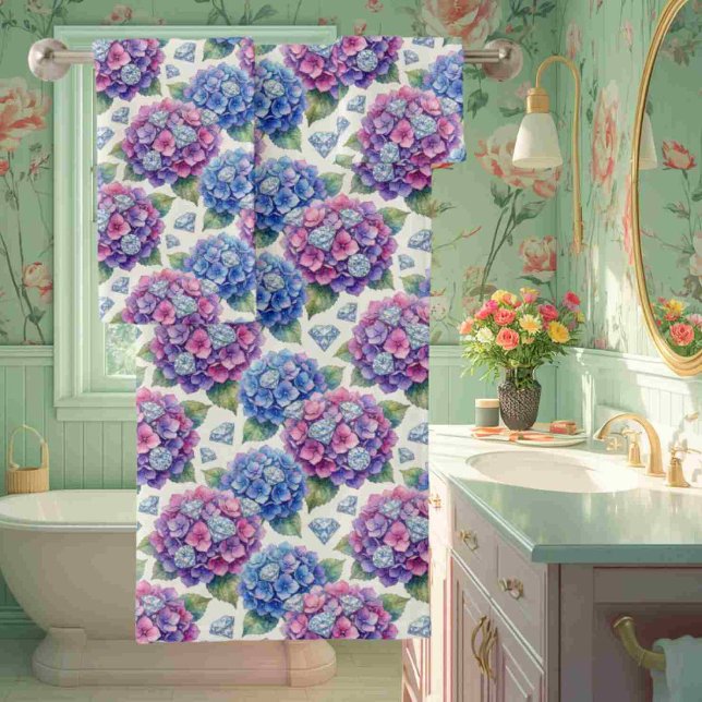 Chic Hydrangeas and Diamonds Towel Set (Creator Uploaded)
