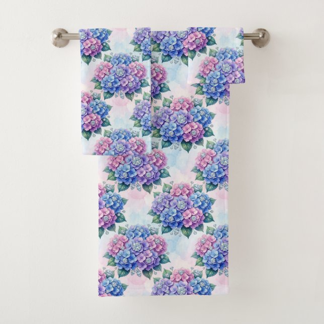 Chic Hydrangeas and Diamonds Towel Set (Insitu)