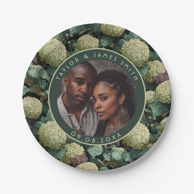 Chic Hydrangeas Plates For Wedding Party (Front)
